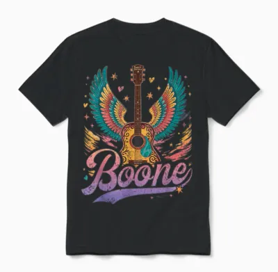 Boone Personalized Name Vintage Retro Girls Woman Man Unisex T-Shirt - Black