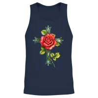 Rose Cross Unisex Tank Top - Navy – 2