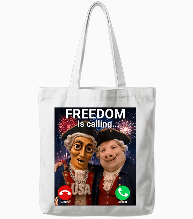John Pork Fourth of July Tung Tung Tung Sahur Tote Bags in White