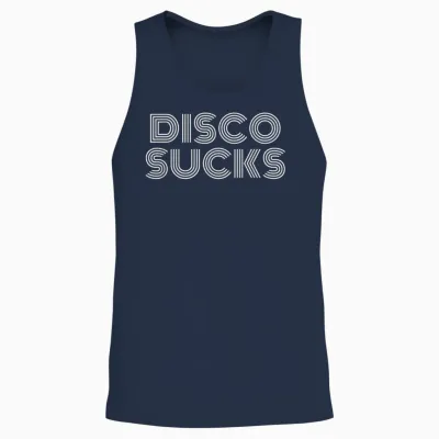 Disco Sucks Funny Retro 70s Vintage Look T-Shirt, Black, S Unisex Tank Top - Navy
