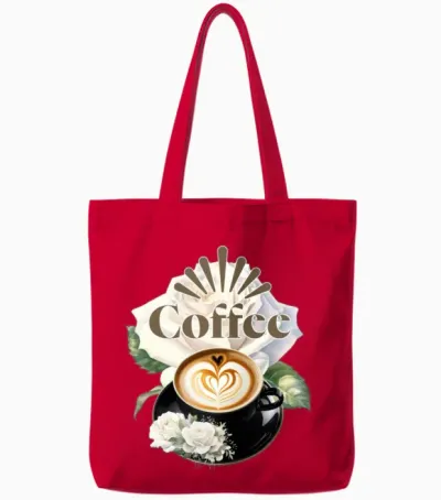 Coffee Heart Rose Gd Tote Bags - Red