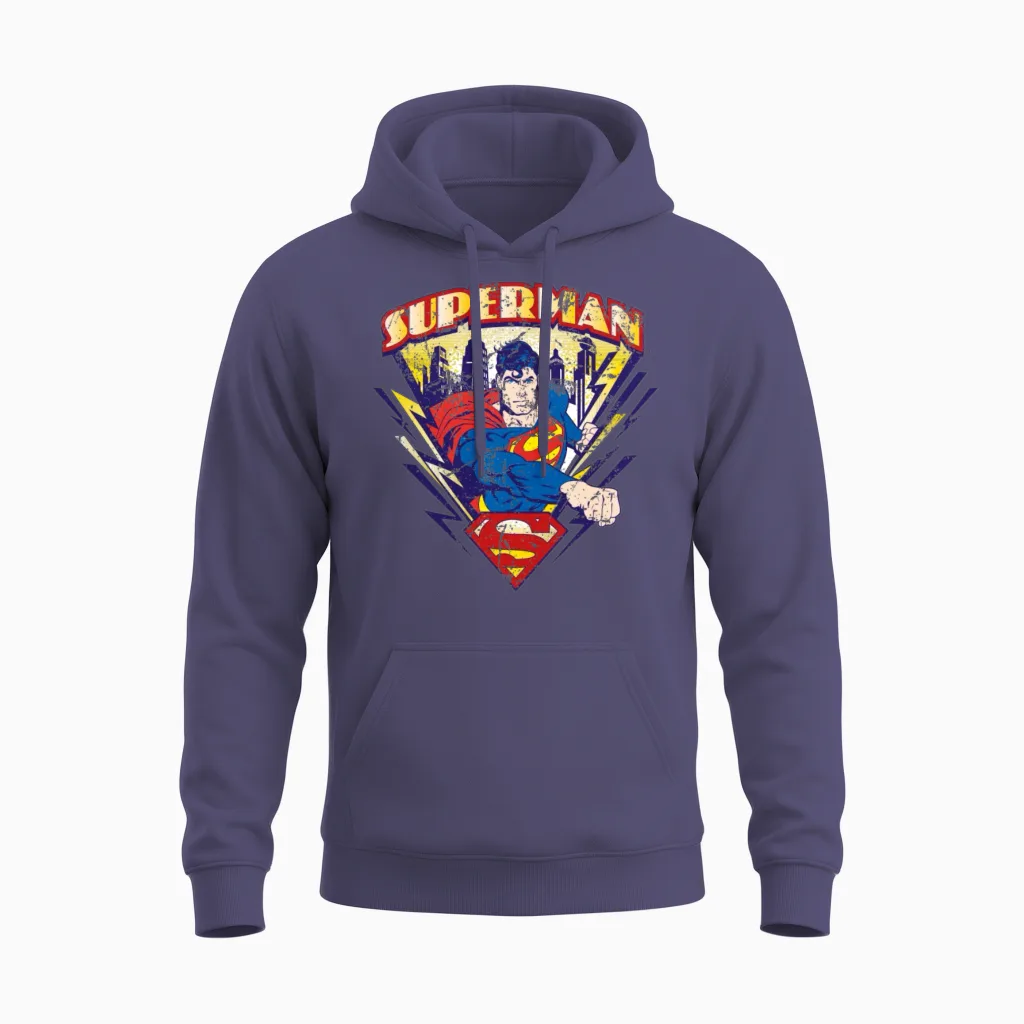 Superman Metropolis Unisex Hoodie in Heather Sport Dark Navy