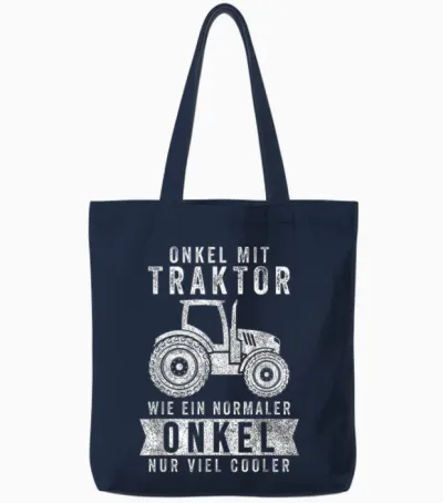 Men's Funny Father's Day T-Shirt Uncle Tractor Like Normal Uncle Tote Bags - Navy