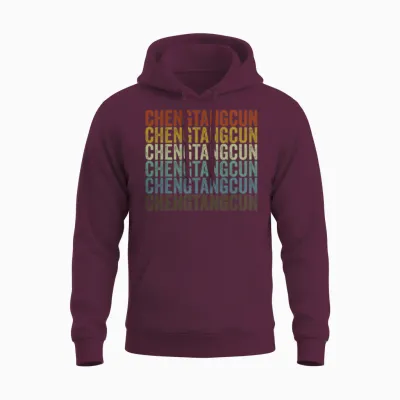 Chengtangcun China Retro Vintage Unisex Hoodie - Maroon