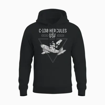 C 130 Hercules Us Airborne Fighter Pilot Unisex Hoodie - Black