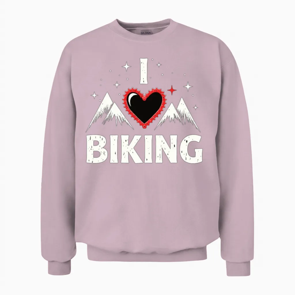 I Love Biking Bike Cycling Gravel Bike Mtb Unisex Sweatshirt in Light Pink