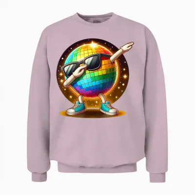 70s Disco Ball Dabbing Sunglasses Nightclub Dance Led Party T-Shirt, Black, S Unisex Sweatshirt - Light Pink
