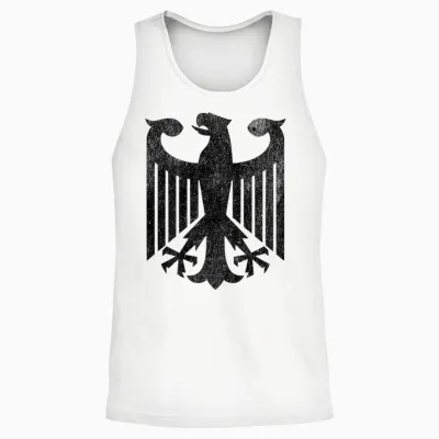 Backprint German Eagle T-Shirt, White, S Unisex Tank Top - White