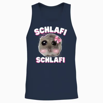 Schlafi Schlafi Funny Sad Hamster Cute Hamstie T-Shirt, Black Unisex Tank Top - Navy