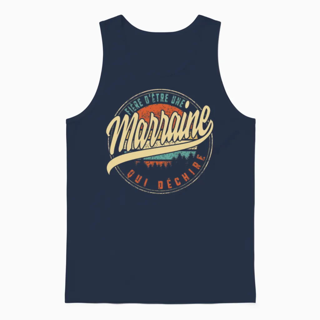 Fière D'être Une Marraine Qui Déchire Humour T Unisex Tank Top in Navy