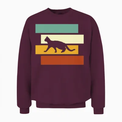 Cat Retro Unisex Sweatshirt - Maroon