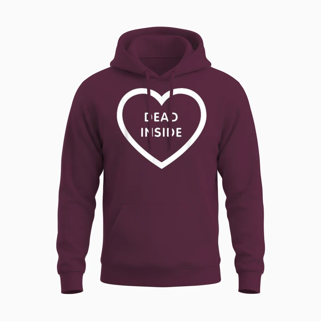 Dead Inside Goth, Darkwave, Heart, Gothic, T-Shirt, Black, S Unisex Hoodie in Maroon