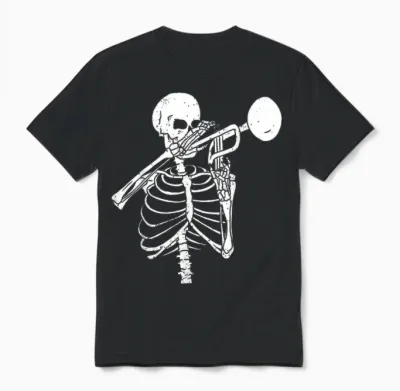 Trompetenliebhaber Für Immer - Skelett Spielt Trompete Unisex T-Shirt - Black