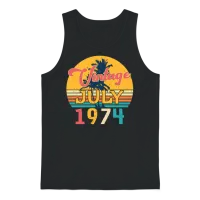 1974 July Vintage with Palm Trees Unisex Tank Top - Black – 1