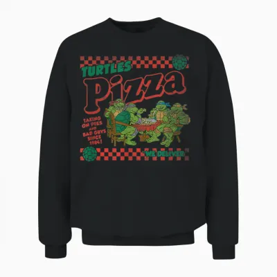 Teenage Mutant Ninja Turtles Pizza Delivery Classic Logo T-Shirt, Black Unisex Sweatshirt - Black