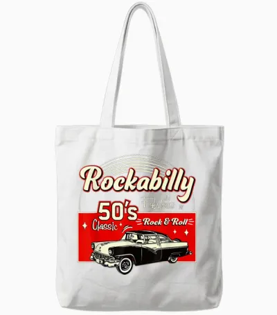 Rockabilly Style Hop Fifties Doo Wop Music Gifts T-Shirt, Black, S Tote Bags - White