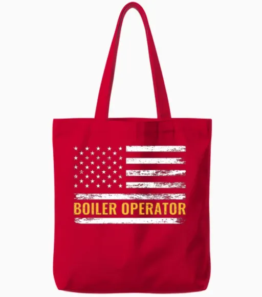 Boiler Operator American Flag Work Pride Tote Bags in Red