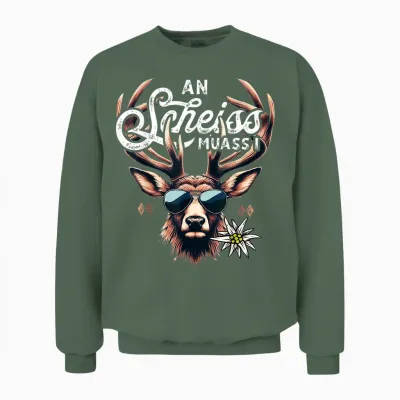 Men's Traditional Costume T-Shirt Bavarian Lederhosen Unisex Sweatshirt - Military Green