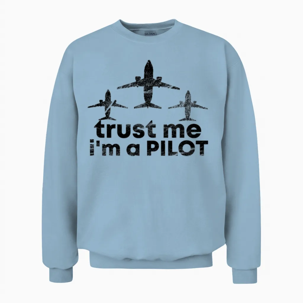 Pilot Pilots Unisex Sweatshirt in Light Blue