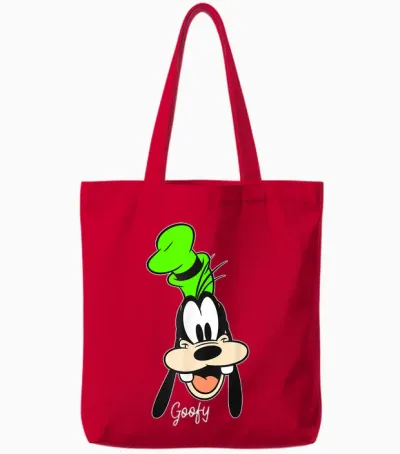 Disney Mickey and Friends Goofy Big Face Vintage Portrait Tote Bags - Red