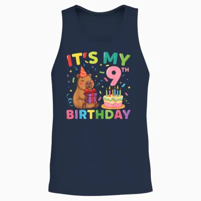 Es Ist Mein 9. Geburtstag Capybara, 9 Jahre, Junge, Mädchen, Cappy Bday Unisex Tank Top - Navy