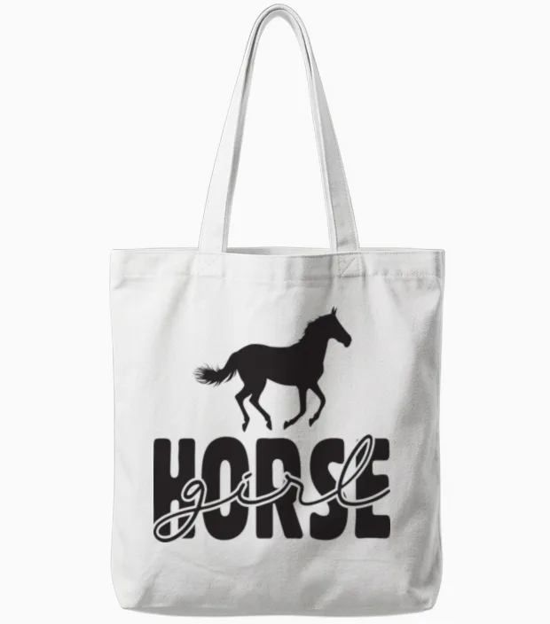 Horse Girl Lovers Gift Tote Bags in White