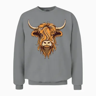 Highland Cattle Logo Emblem Highland Cow Highland Unisex Sweatshirt - Sport Grey