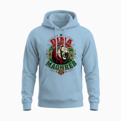 Maghreb Morocco Lion Graphic Patriotic Moroccan Unisex Hoodie - Light Blue