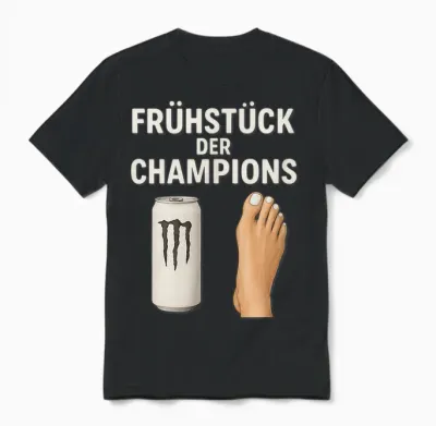 Frühstück Der Champions - Weisses Monster Und Perfekte Füße Unisex T-Shirt - Black