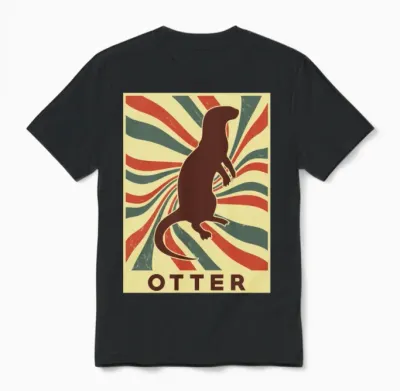 Otter Retro Vintage Unisex T-Shirt - Black