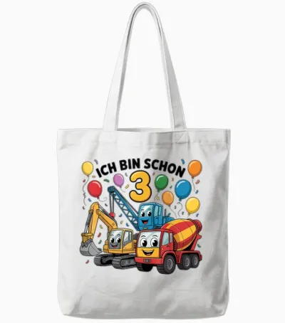 Children's T-Shirt with German Text "ich Bin Schon 3 Years" Tote Bags - White