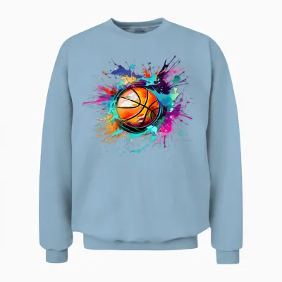 Basketball Sport Splash Basketball Player Sports T-Shirt, Black Unisex Sweatshirt - Light Blue