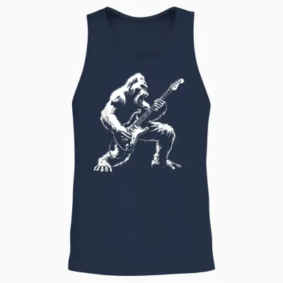 Bigfoot Playing Guitar Rock Music Band Sasquatch Unisex Tank Top - Navy