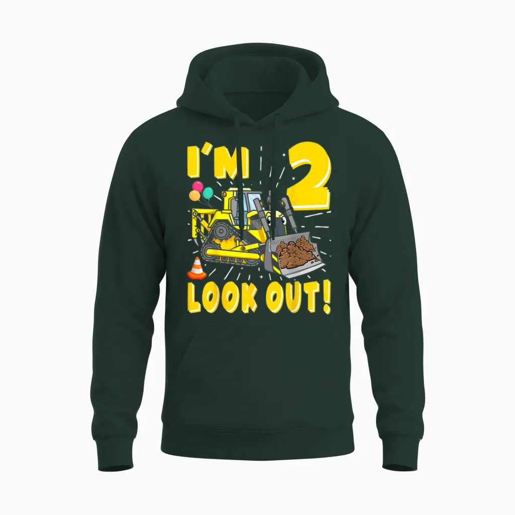 2. Geburtstag Jungen Bauwagen Bulldozer 2 Jahre Alt Unisex Hoodie in Forest
