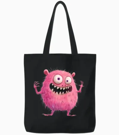 Funny Monster Tote Bags - Black