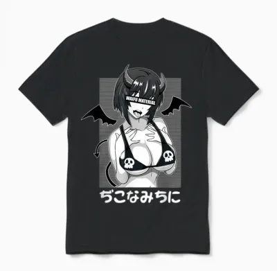 Anime Waifu Hentai Anime Lover Anime Girl Japanese Aesthetic T-Shirt, Black Unisex T-Shirt - Black