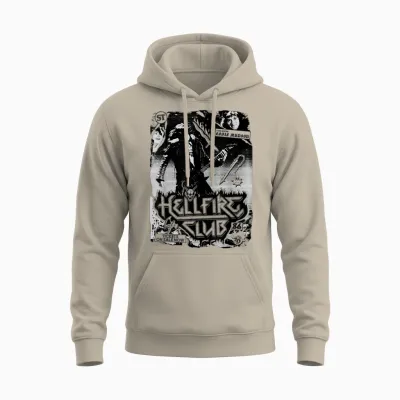 Stranger Things Hellfire Club Poster T-Shirt, White, S Unisex Hoodie - Sand