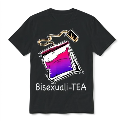 Bisexualitea Funny Bisexual Tea Bag Bi Pride Color Unisex T-Shirt - Black