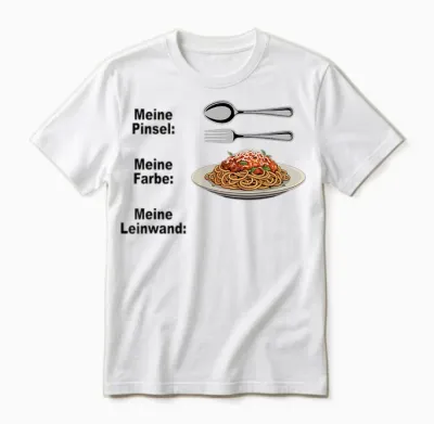 Spaghetti Bolognese Meine Pinsel Farbe Leinwand Soße Pasta Unisex T-Shirt - White