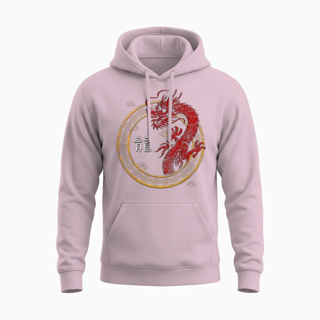 Chinesischer Drache China Fan Chinesisches Zeichen Symbole Unisex Hoodie in Light Pink