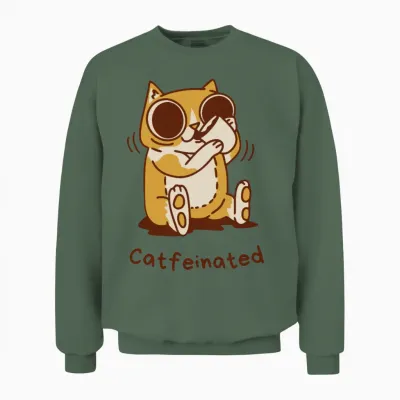 Catfeinated Unisex Sweatshirt - Military Green