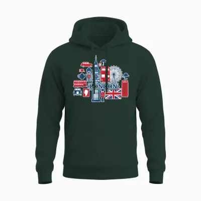 I Love London, Les Amoureux De L'angleterre Unisex Hoodie - Forest