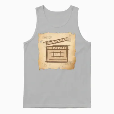 Film Clapperboard. Vintage Old Fashioned Movie Art Unisex Tank Top - Ash