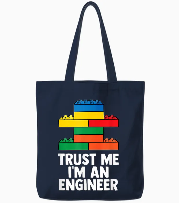 I´m an Engineer - Building Blocks Brick Toy Brick Builder Tote Bags in Navy