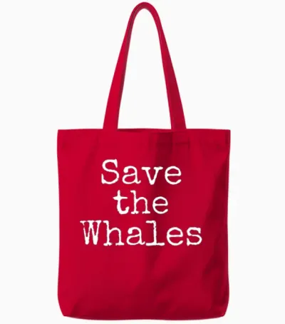 Save the Whales Ocean Conservation Tote Bags - Red