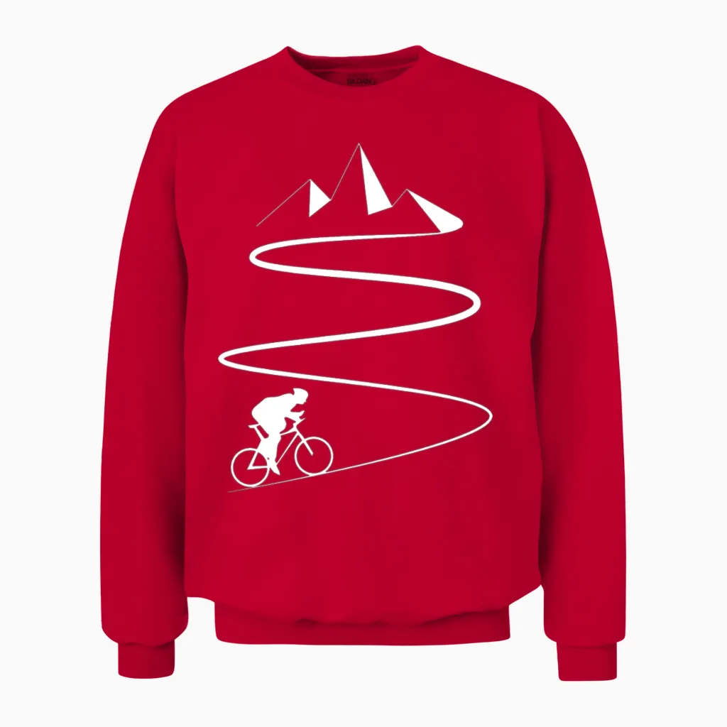 Mountain Bike Uphill Cycling Unisex Sweatshirt in Red