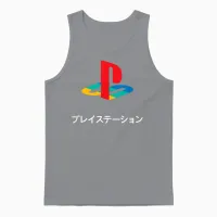 Playstation Full Color Logo with Kanji Modern Video Game Unisex Tank Top in Sport Grey - 1