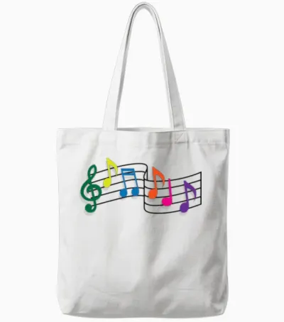 Music Notes Tote Bags - White