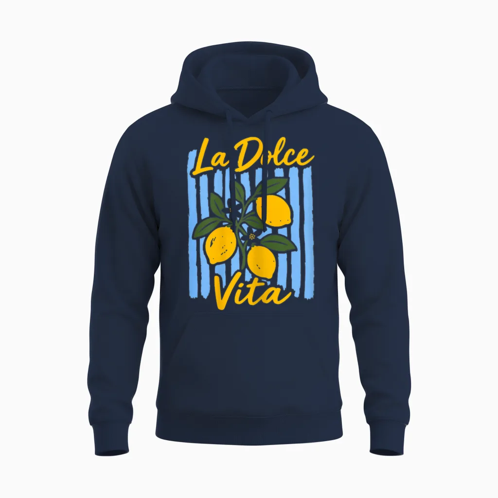 La Dolce Vita Citron Vacances D'été Italiennes Vintage Unisex Hoodie in Navy