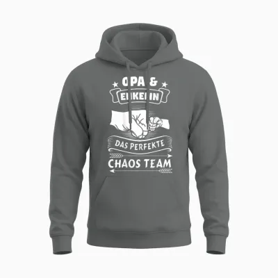 Grandpa & Enkelin Das Perfekte Chaos Team Partner Look Grandad T-Shirt, Black, S Unisex Hoodie - Graphite Heather